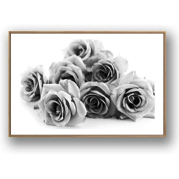 IDEA4WALL Framed Canvas Wall Art for Living Room, Bedroom Grey Rose Flowers Canvas Prints for Modern Home Decoration Ready to Hang