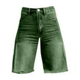 thumbnail image 4 of QIJUNTUO Women's High Waisted Vintage Flare Denim Shorts With Pockets Green, 4 of 4