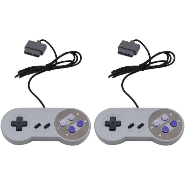 HUGFEGWE 2 Pack Premium Remote Controller Video Game Pad Replacement for Nintendo SNES System Console Replacement Controller 6FT SNS-005 CA919-131369