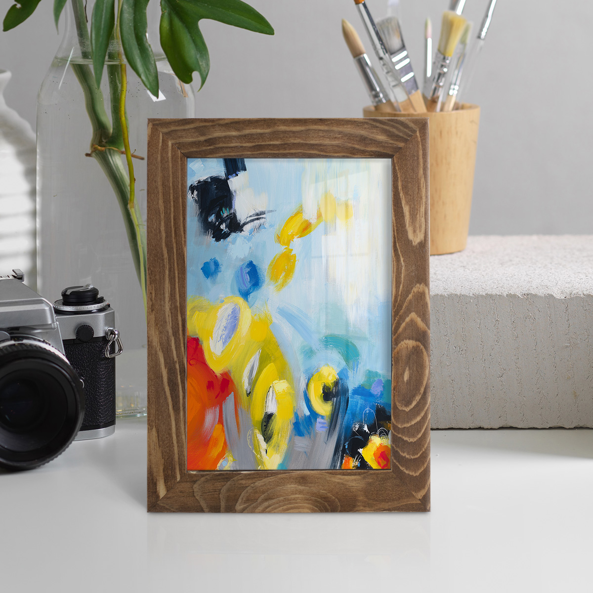 In the Loop III -Framed Print w/glass-Walnut
