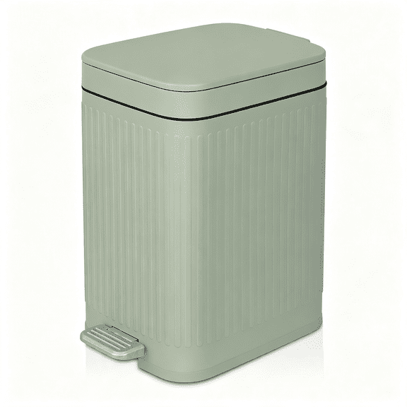 CCOCC Small Bathroom Trash Can with Lid Slim Soft Close Garbage Can Step Wastebasket Container Trash Bin for Office Bedroom Kitchen Living Room (1.9 Gallon Light Green)