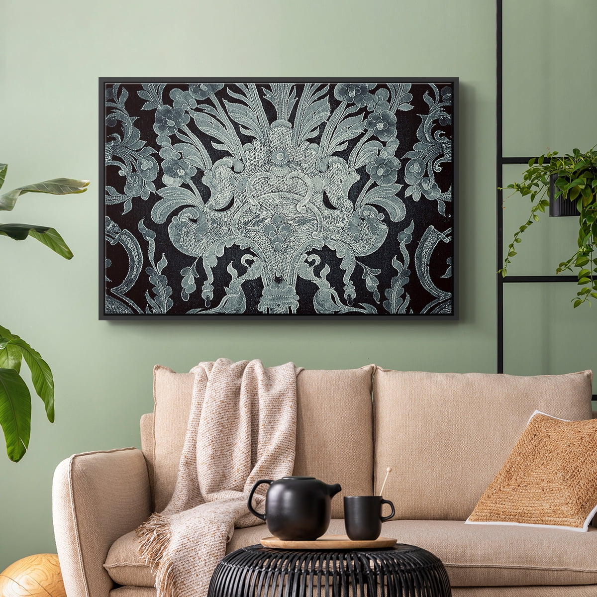 Vintage Abstract Print-XXVI Framed in Black Wood Gallery Wrapped Canvas 17 in. x 25 in.