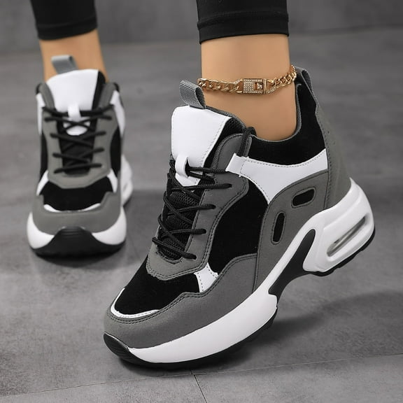 Women's Platform Sneakers Wedges Lace Up Shoes Increase Fashion Sneakers for Womens Girls