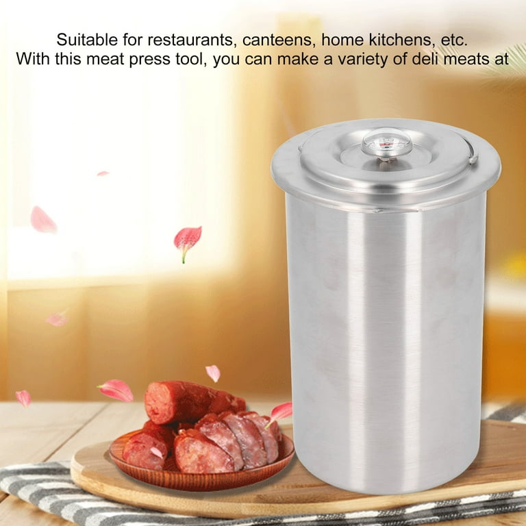 Stainless Steel Meat Press for Making Healthy Homemade Deli Meat W/  Thermometer