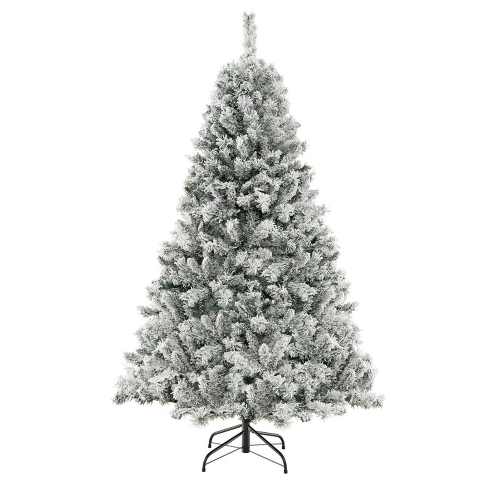 RUIE 6 ft Flocked Artificial Christmas Tree, Pre-Lit Green White Xmas Tree with 300 LED Lights, 644 Branch Tips, 3-Minute Shape