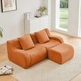 thumbnail image 2 of 83" Teddy Mid-Century Modern Sofa, Mid-Century Modern Couch with Non-Slip, Loveseat Sofa Couch with High-Density for Living Rooms & Rest Areas, Orange, 2 of 9