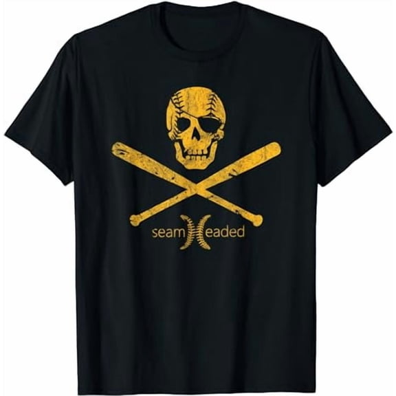 Vintage Pirate Baseball Skull and Bats Jolly Roger T Shirt
