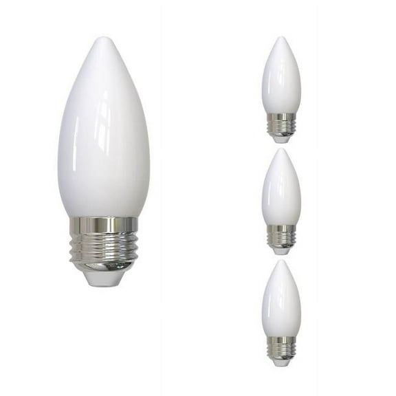 Bulbrite 862844 2700K 500 Lumen 5.5 watt LED Filament Dimmable B11 Light Bulbs with Milky & Medium E26 Base, Warm White - Pack of 4