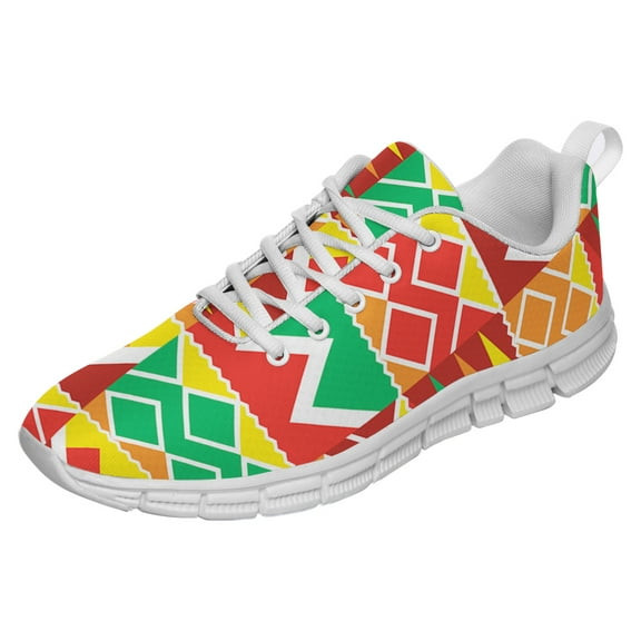 Kente Shoes for Men Women Running Shoes Lightweight Walking Sneakers Mesh Athletic Sport Shoes White Size 3.5