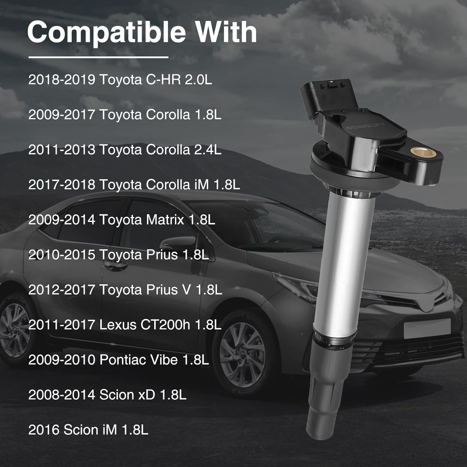 4 PCS Ignition Coil UF596 Compatible with Toyota Corolla Prius Matrix CHR 2009-2017 Lexus CT200h 2011-2016 Scion iM xD Pontiac Vibe 1.8 L4 Replace# UF619 C1714 90919-02252
