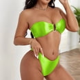 thumbnail image 2 of B91xZ Ensemble de Bikini String Triangle pour Femmes Rétro Halter Froncé Taille Haute Bikini avec Bas, Vert L, 2 of 5