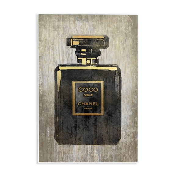 Stupell Industries Art Deco Fashion Designer Perfume Black Gold Textured Watercolor Wall Plaque Art, 10 x 15, by Amanda Greenwood