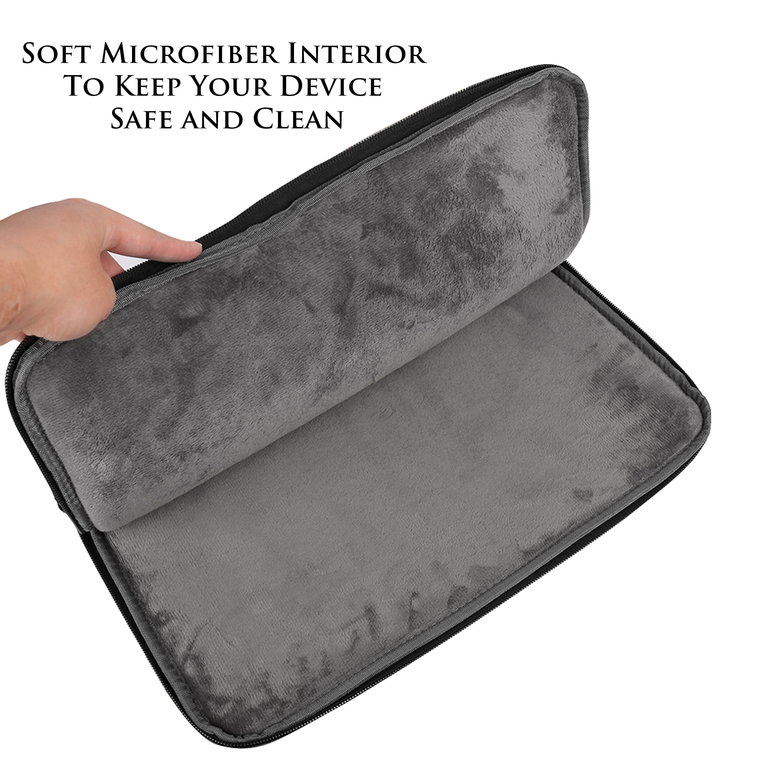 SumacLife Multi‑Purpose Universal Slim Nylon Laptop Sleeve Case Nylon + Vegan Leather Handle 15–15.6 Inch Gray