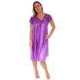 thumbnail image 2 of Nightgown for Women Cap Sleeves Plus Size Sexy Silky Feeling with a Floral Lace Design, Purple 2X-Large, 2 of 5