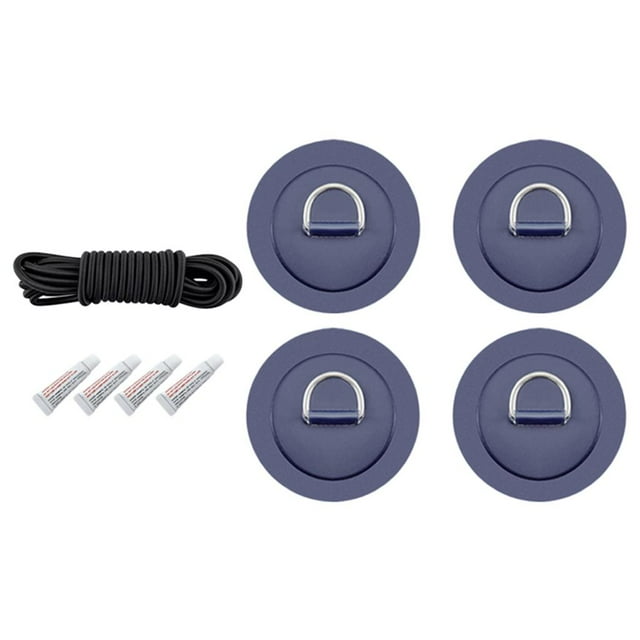 de en D de 4 piezas con accesorio elástico para kayak de Azul shamjiam Parche de anillo en D de acero inoxidable