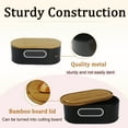 thumbnail image 6 of 4W Bread Box for Kitchen Counter with Bamboo Cutting Board Lid, Large Farmhouse Style Metal Bread Storage for Loaves, Dinner Rolls, Pastries (Black), 6 of 9