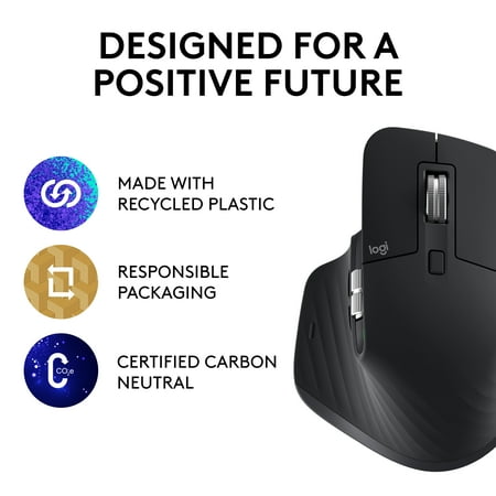 Logitech - MX Master 3S Wireless Laser Mouse with Ultrafast Scrolling - Black