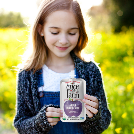 Once Upon A Farm Organic Apple Blueberry Applesauce Pouch, 3.2 Oz.