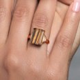 thumbnail image 4 of Gem Stone King 18K Rose Gold Plated Silver Brown Tiger Eye Ring for Women (6.50 Cttw, Emerald Cut 14X10MM, Gemstone Birthstone, Available in Size 5, 6, 7, 8, 9), 4 of 4