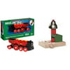 BRIO World 33592 Mighty Red Action Locomotive | Battery Operated Toy Train with Light and Sound Effects & World - 33754 Magnetic Bell Signal | Accessory for Toy Train Sets for Kids Ages 3 and Up