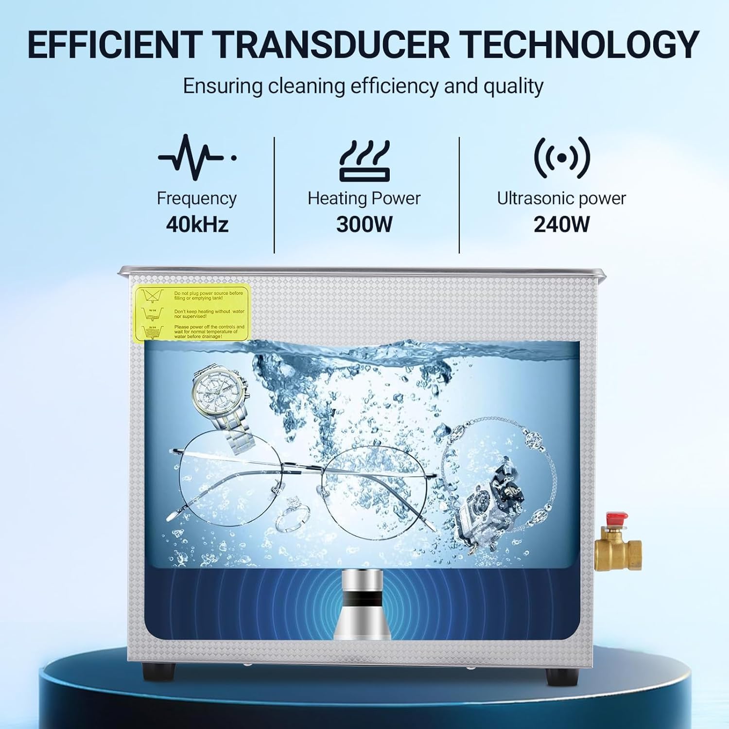 Yeshouse Industrial 10L/2.64Gal Ultrasonic Cleaner 240W 40kHz | Heated Heavy-Duty Tank & Digital Timer | for Automotive Parts, Dental Equipment, Precision Components, Jewelry & Optical Tools