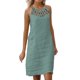 thumbnail image 1 of Vestido veraniego floral con cuello hueco y corte A para mujer 2025: vestido informal de playa con bolsillos, 1 of 5