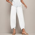 thumbnail image 2 of Wide Leg Pants Woman Casual Home Relaxed Fit Durable Daily Breathable Trendy Solid Color Full White Denim Shorts Sizes XL, 2 of 7
