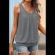 thumbnail image 5 of Camiseta de Tirantes Plisada de Verano para Mujer, Informal, Sin Mangas, con Cuello Redondo, Corte Holgado, Gris, Talla M, 5 of 8