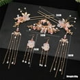thumbnail image 2 of Women Headpiece Tassel Crystal Chinese Fashion Flower Earrings Hanfu Hair Stick Headwear Sets Hair Comb PINK, 2 of 8