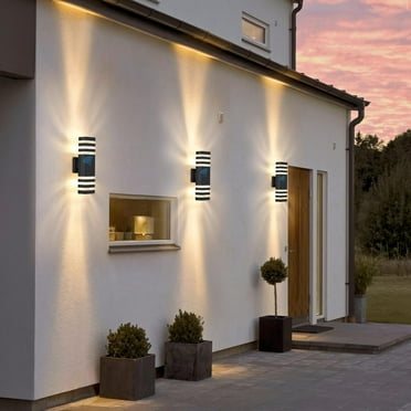 Dusk to Dawn Outdoor Wall Lights, Modern Exterior Sconce Lighting Fixtures, Up and Down Outdoor Porch Lights, Aluminum Waterproof Outdoor Lights for House Porch Garage, 2 Pack