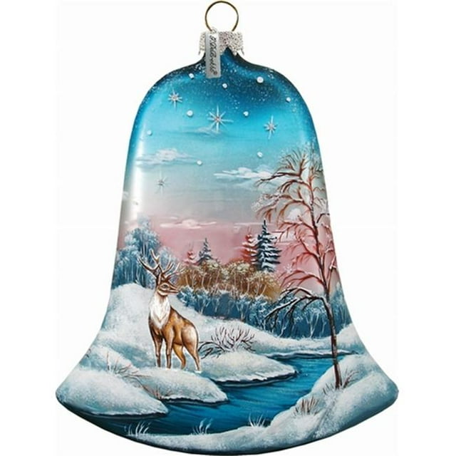 G.Debrekht 73183 General Holiday Winter Deer Bell 4 in. - Glass Ornament