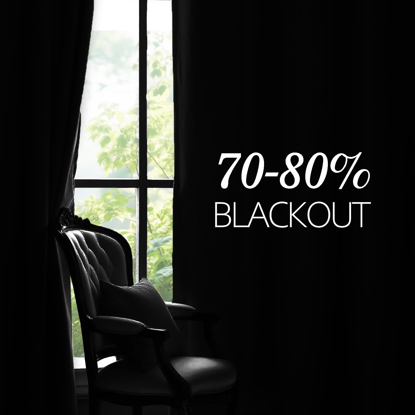 JIUZHEN Black 60 x 96 inches Velvet Blackout Curtains - Extra Wide Insulated Window Covering Noise Absorbing & Privacy Protect Drapes for Living Room/Indoor Decorations, Set of 2 with Tiebacks