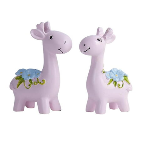 

LED Night Light Resin Cartoon Deer Ornament Lamp Pink Deer 14x6x8cm