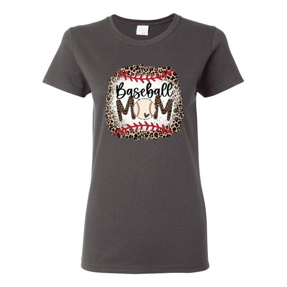 Baseball Mom Jaguar Print Sports Womens Graphic T-Shirt, Charcoal, Medium