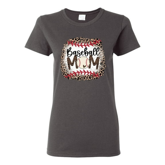 Baseball Mom Jaguar Print Sports Womens Graphic T-Shirt, Charcoal, Small