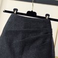 thumbnail image 5 of Prolriy Mini Skirt 2024 Woolen Short Skirt Houndstooth Bag Hip Skirt Autumn and Winter Waist Thin All Irregular A Line Skirts for Women Black L, 5 of 6