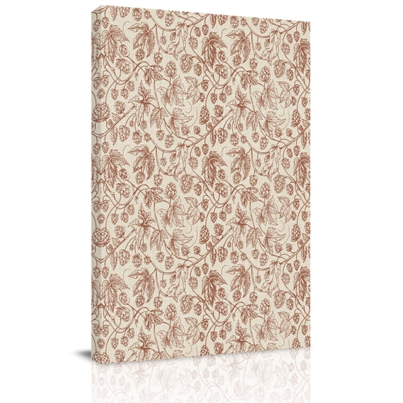 Canvas Wall Art, Brown Flowers Framed Canvas Prints for Bathroom Hallway, Vintage Farmhouse Floral Leaves Vines Small Gallery Wrapped Wall Decor for Home Office, Gifts, 8"x10" Ship Next Day