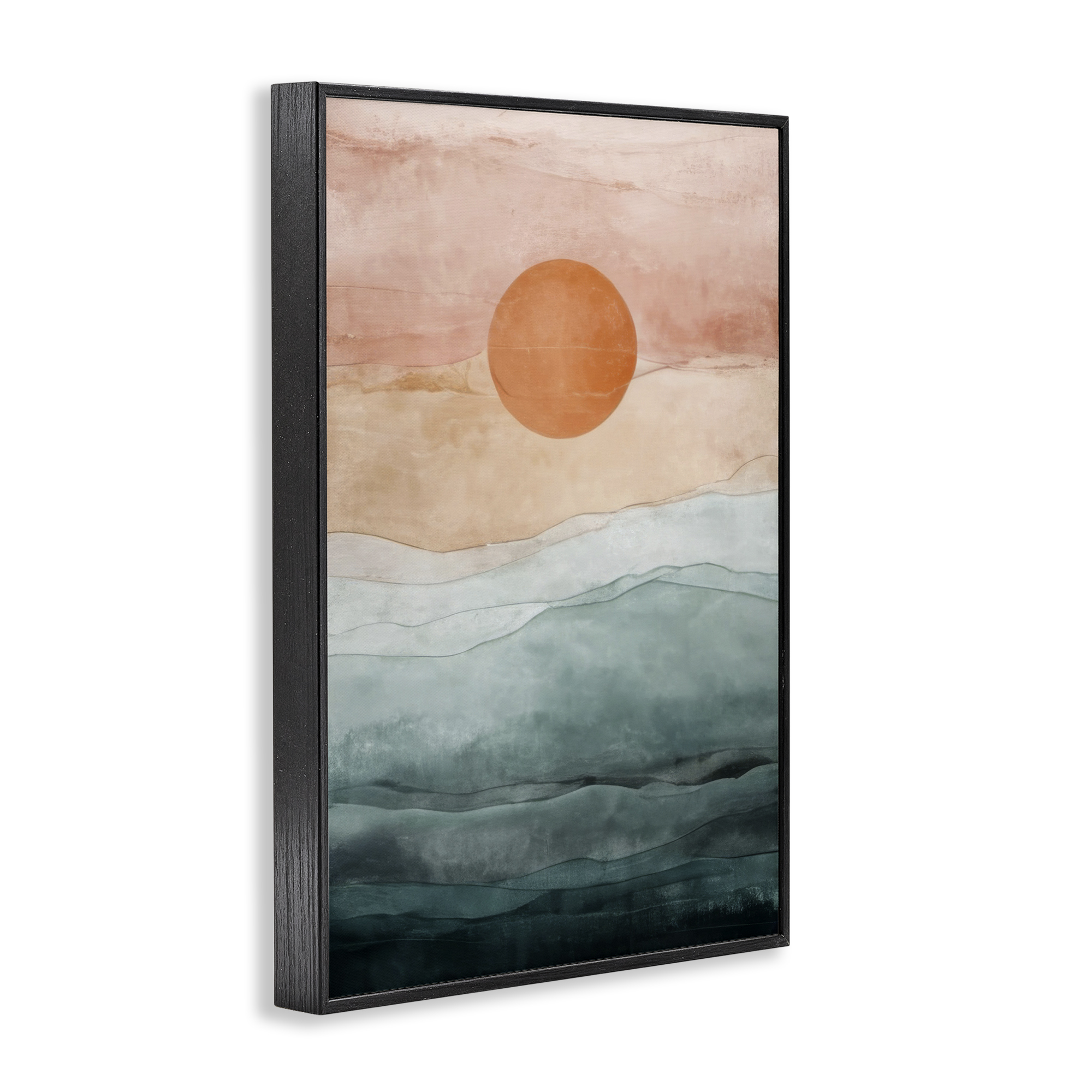 Stupell Industries Crimson Orb Landscape Landscape Painting Black Framed Art Print Wall Art, 20 x 30