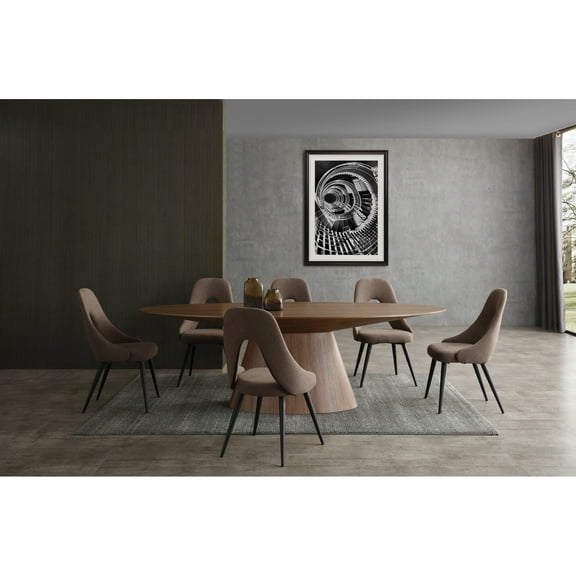 Whiteline Modern Living Bruno Oval Dining Table, Walnut Veneer