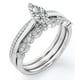thumbnail image 4 of Juego de Pavé JeenMata de 2 Puntas Corte Marquesa 1,25 Ct Filigrana Milgrain Art Deco Anillo de Compromiso Solitario Trío de Anillos Nupciales Baño de Oro Blanco 18 K sobre Plata, 4 of 6