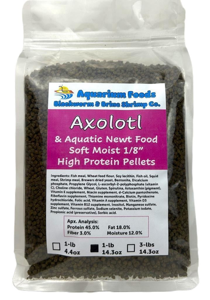 Axolotl Food 1/8" Soft Moist Sinking Rangen Salmon Meal Crumbles for Baby Axolotl, Newts, Shrimp, Snails -1-lb 14.3oz Clear Bag