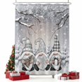 thumbnail image 2 of Grey Christmas Shower Curtain, Gnomes Xmas Snowflake Gifts Winter Waterproof Fabric Shower Curtains with 12 Hooks, Bathroom Curtain Set for Bathroom Accessories Decor, 36 x 72 Inches, 2 of 9