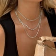thumbnail image 2 of GOSFRY Layered Necklace for Women Dainty 14K Silver Plated Necklaces Trendy Herringbone Rope Chain Necklace Set Simple Stacked Choker Layering Jewelry Minimalist Gifts, 2 of 9