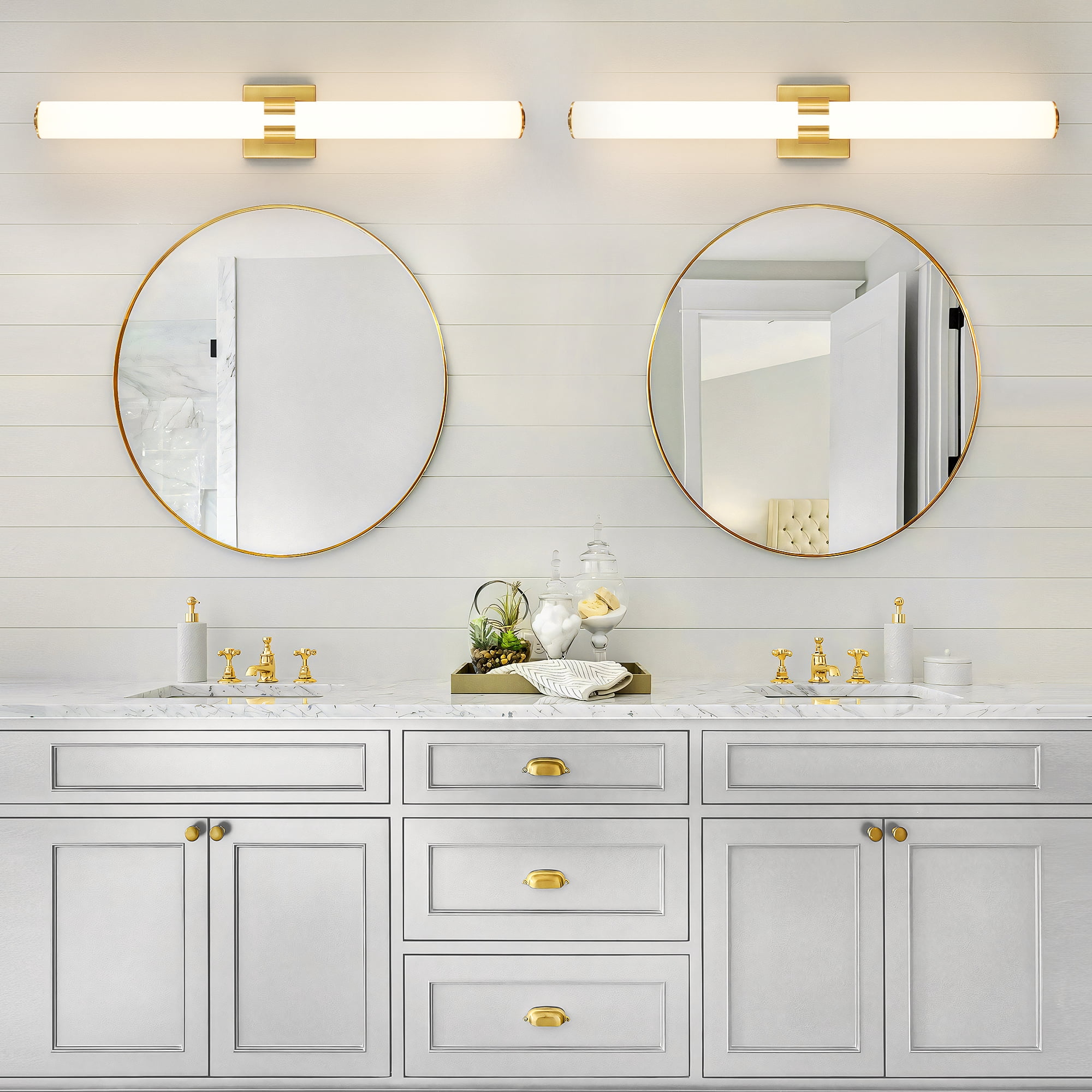 KAISITE Modern 1-Light Dimmable LED Bathroom Vanity Light, Waterproof Lamps for Bathroom, Acrylic Lampshade