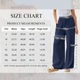 thumbnail image 3 of TEMOFON Pants for Women Wide Leg Linen Pant Casual Palazzo Summer Flowy Pants with Pocket Navy Blue Drawstring Loose Lounge Pants S, 3 of 11