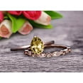 thumbnail image 3 of Champagne Diamond Moissanite Engagement Ring Set Handmade Solid 10k Rose Gold 1.50 Carat 8x5mm Pear Shape Gemstone Promise Ring Bridal Ring set Wow Sparkling, 3 of 5
