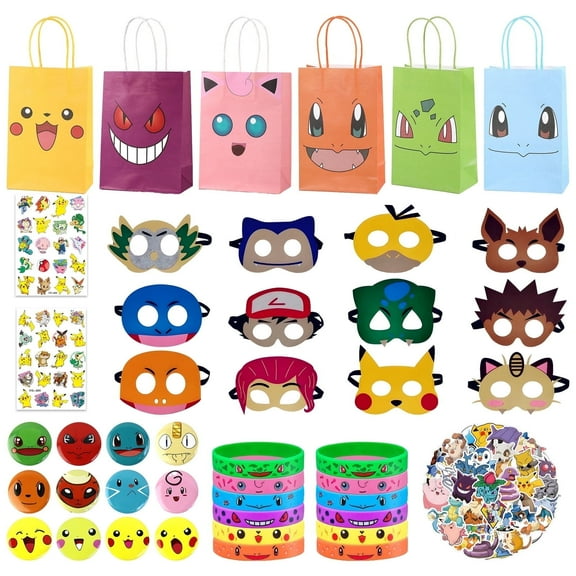 Moerstar 100 Pcs Cartoon Party Favors Set for Kids, Cartoon Birthday Party Supplies, Cartoon Birthday Party Decorations Kids Gifts, Goodie Bags Stuffers