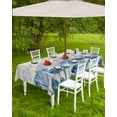 thumbnail image 4 of Fsddascl Navy Blue Forest Outdoor Tablecloth - 60x120 Inch Rectangle Dining Table Cover, Rustic Botanical Tree Scenery Beige Waterproof Outdoor Table Cloth with Umbrella Hole & Zipper for Patio, 4 of 7