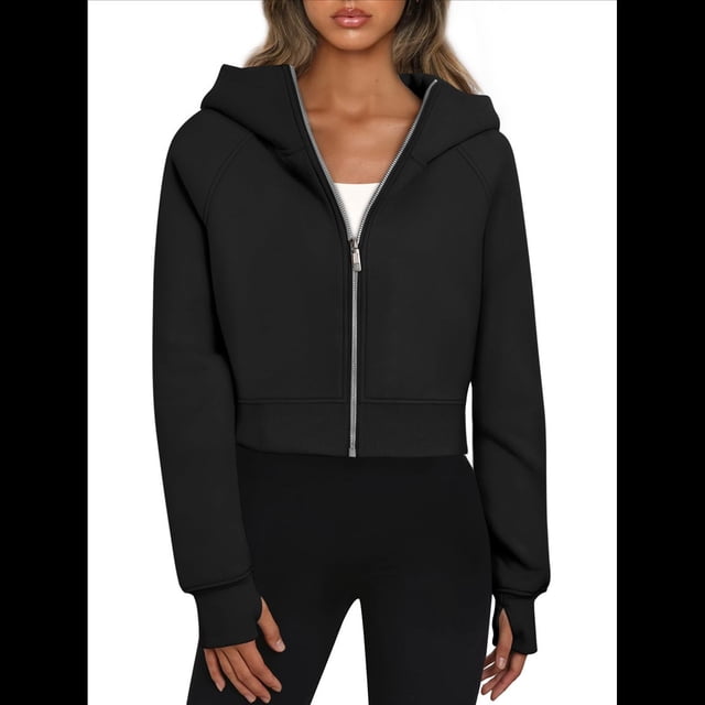 Sudaderas con Capucha y Cremallera para Mujer, Chaquetas, Sudaderas , Conjuntos de para Otoño, Camisetas Casuales y Cómodas Estilo Y2k, Ropa de Invierno. Negro S