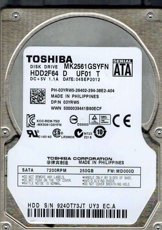 MH000D MK5061GSYN HDD2F22 D UL01 T Toshiba 500GB SATA 2.5 Hard Drive 